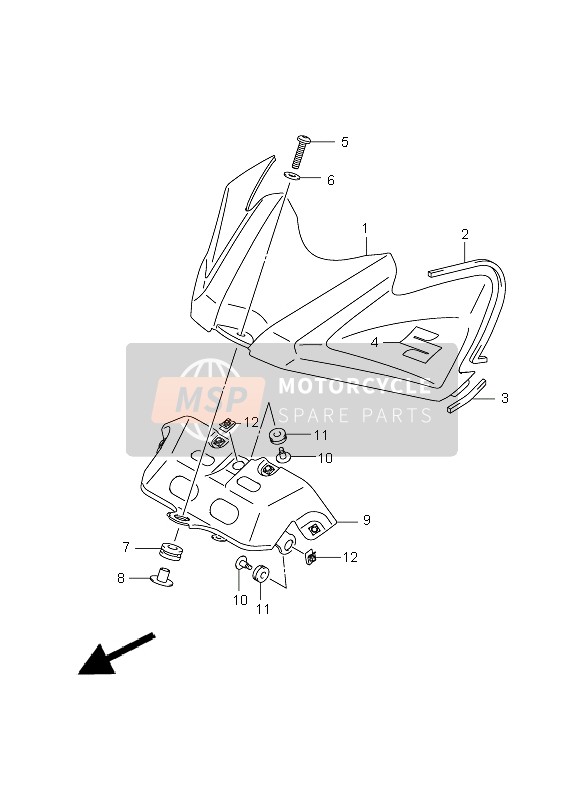 Suzuki GSX-R750 2008 Couvercle avant du réservoir de carburant pour un 2008 Suzuki GSX-R750