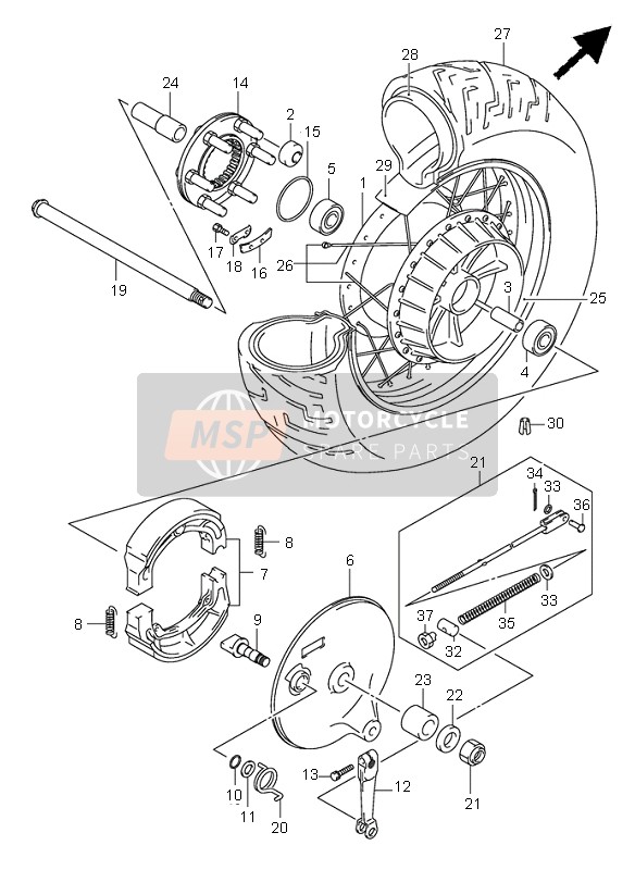 Suzuki VL800 VOLUSIA 2002 Rueda trasera para un 2002 Suzuki VL800 VOLUSIA