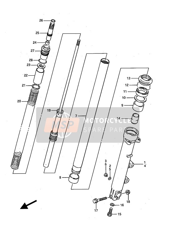 Suzuki GSX1100F 1992 Ammortizzatore anteriore per un 1992 Suzuki GSX1100F