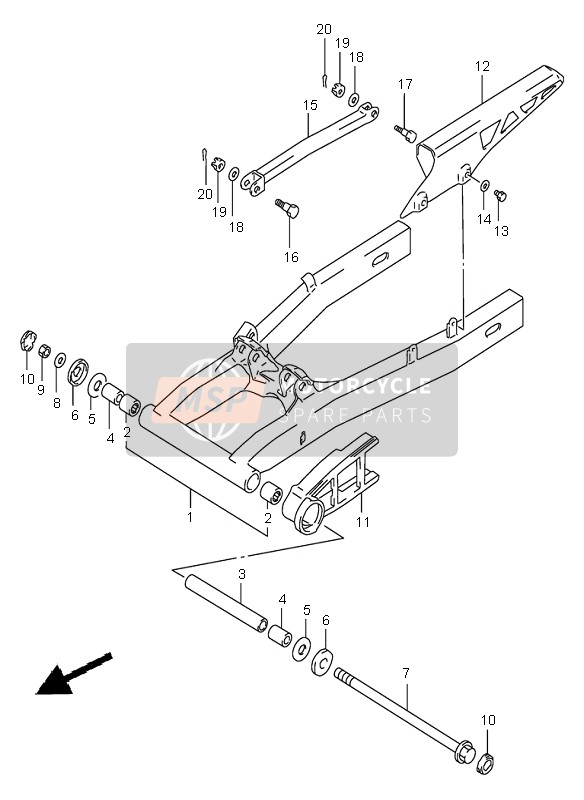 Bras oscillant arrière