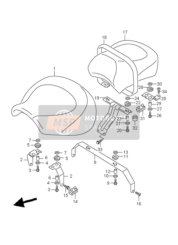 Suzuki VL1500 INTRUDER LC 2002 Posto A Sedere per un 2002 Suzuki VL1500 INTRUDER LC