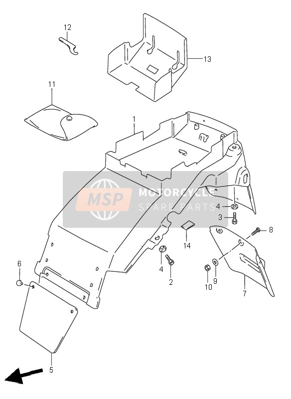 Suzuki RF900R 1995 Rear Fender for a 1995 Suzuki RF900R