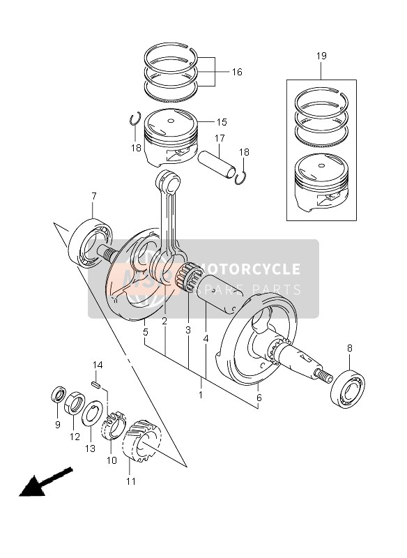 Suzuki RV125 VANVAN 2008 Crankshaft for a 2008 Suzuki RV125 VANVAN