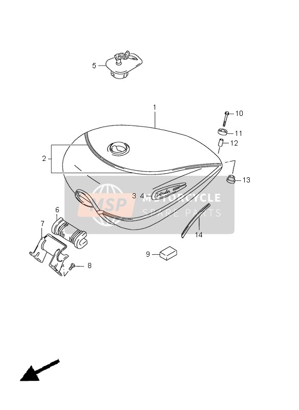 Suzuki VS1400 INTRUDER 2002 Fuel Tank for a 2002 Suzuki VS1400 INTRUDER