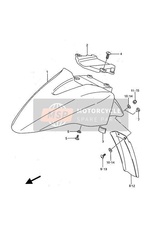 Suzuki GSX1100F 1994 Front Fender for a 1994 Suzuki GSX1100F