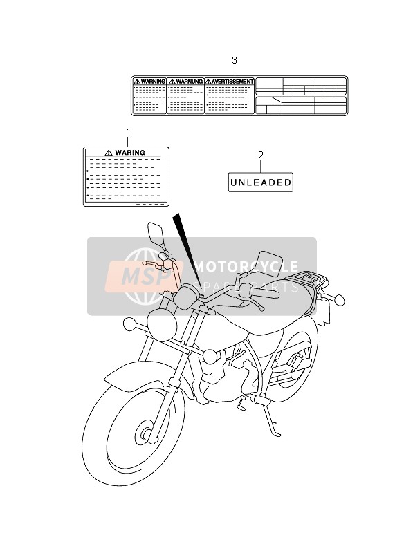 Suzuki RV125 VANVAN 2008 Etiket voor een 2008 Suzuki RV125 VANVAN