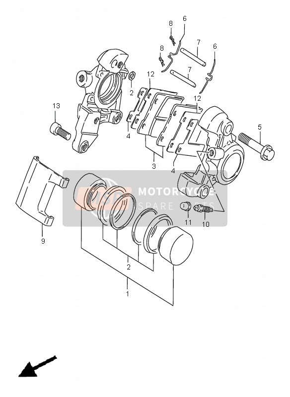 Suzuki VS1400 INTRUDER 2002 Rear Caliper for a 2002 Suzuki VS1400 INTRUDER