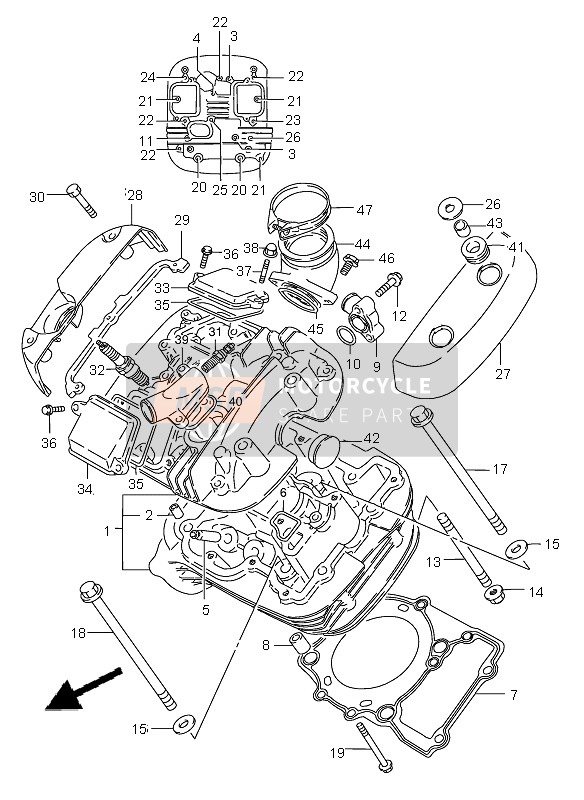 Suzuki VS800 INTRUDER 2002 Culasse (De face) pour un 2002 Suzuki VS800 INTRUDER