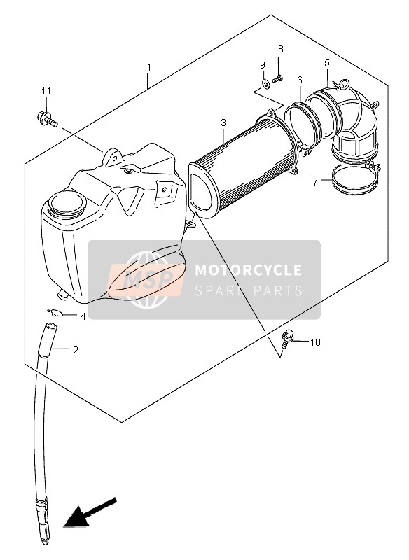 Suzuki VS800 INTRUDER 2002 Air Cleaner (Front) for a 2002 Suzuki VS800 INTRUDER