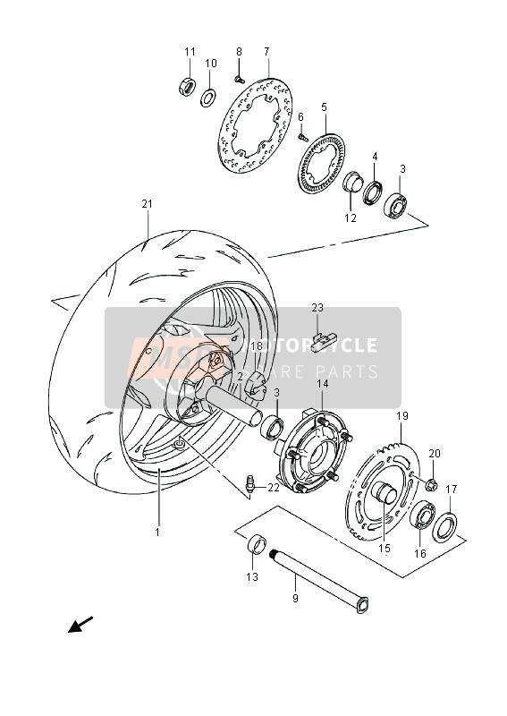 6511024F70, Tire, Rear 190/50 ZR17 M/c (73W) BT015 R, Suzuki, 1