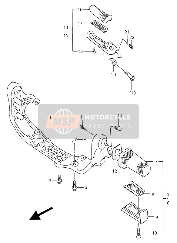 Suzuki VS800 INTRUDER 2002 Footrest for a 2002 Suzuki VS800 INTRUDER