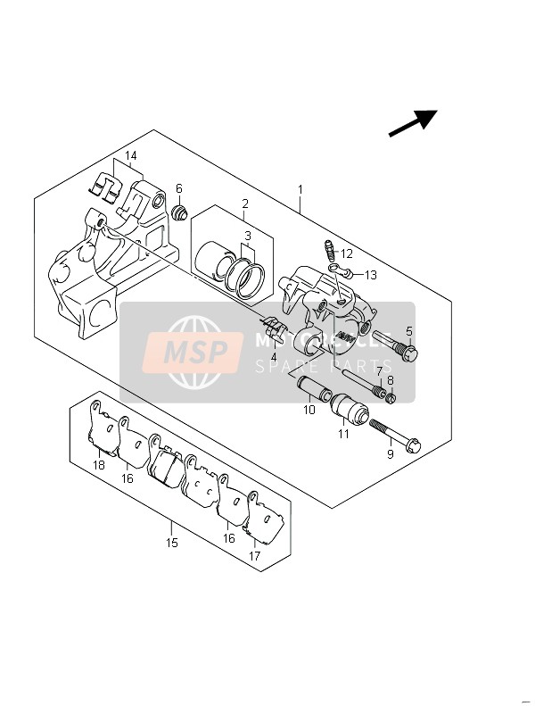 Suzuki GSF650(S)(A)(SA) BANDIT 2011 BREMSSATTEL HINTEN (GSF650U) für ein 2011 Suzuki GSF650(S)(A)(SA) BANDIT