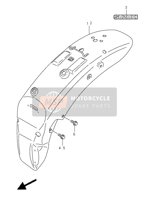 Suzuki VS800 INTRUDER 2002 Achterspatbord voor een 2002 Suzuki VS800 INTRUDER