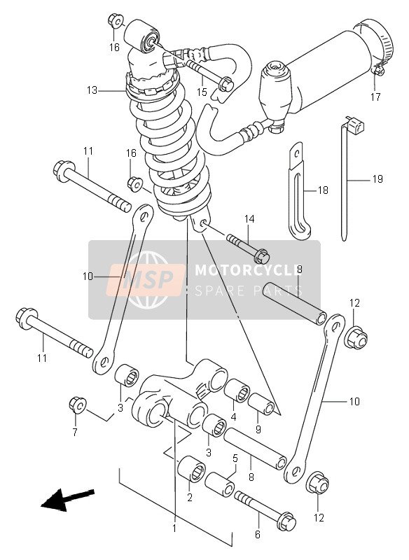 Suzuki RF900R 1995 Palanca del cojín trasero para un 1995 Suzuki RF900R