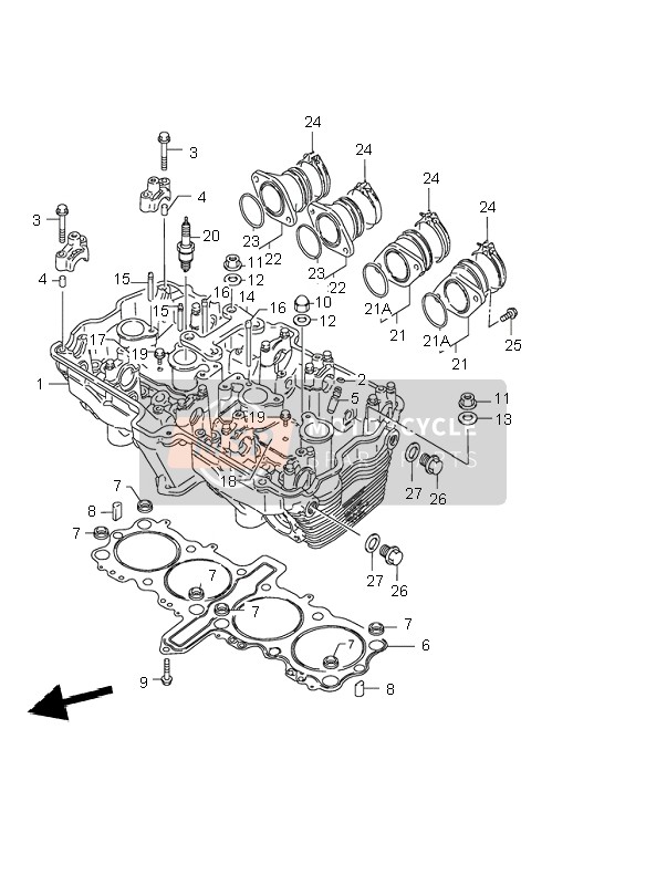 Suzuki GSF1200(N)(S) BANDIT 2002 Cylinder Head for a 2002 Suzuki GSF1200(N)(S) BANDIT