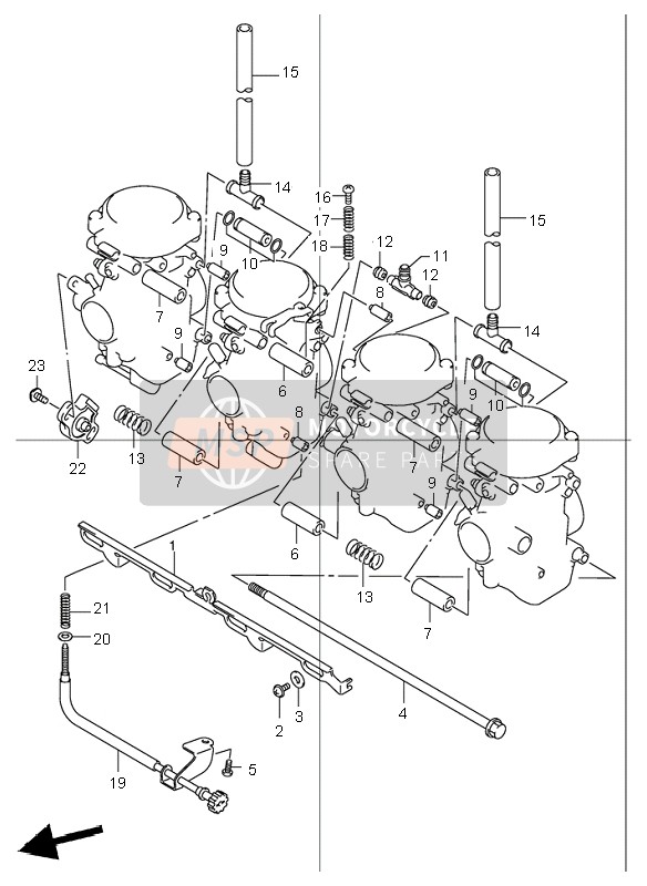 Suzuki GSF1200(N)(S) BANDIT 2002 Carburateurfitting voor een 2002 Suzuki GSF1200(N)(S) BANDIT