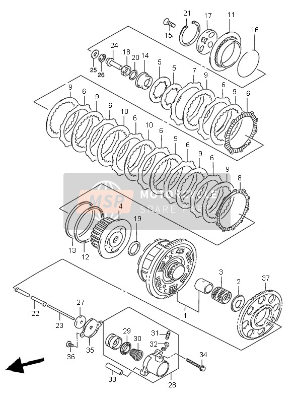 Suzuki GSF1200(N)(S) BANDIT 2002 Embrague para un 2002 Suzuki GSF1200(N)(S) BANDIT