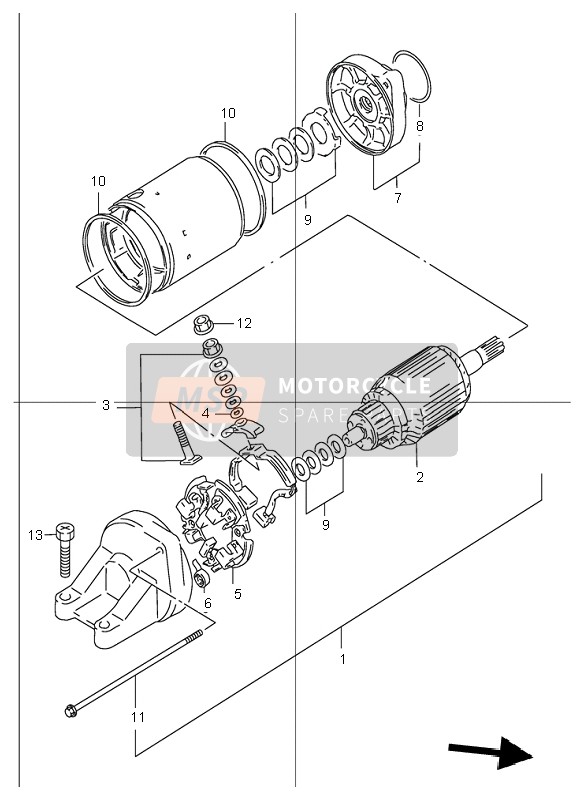 Suzuki GSF1200(N)(S) BANDIT 2002 Startend Motor voor een 2002 Suzuki GSF1200(N)(S) BANDIT