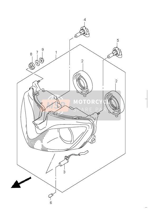 Suzuki GSF1200(N)(S) BANDIT 2002 Lámpara De Cabeza (GSF1200S E2-E19-E54) para un 2002 Suzuki GSF1200(N)(S) BANDIT