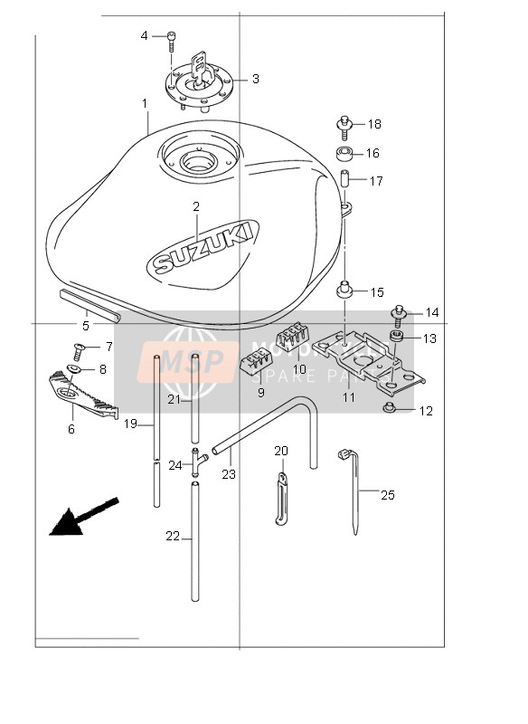 Suzuki GSF1200(N)(S) BANDIT 2002 Benzinetank voor een 2002 Suzuki GSF1200(N)(S) BANDIT