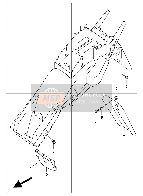 Suzuki GSF1200(N)(S) BANDIT 2002 Achterspatbord voor een 2002 Suzuki GSF1200(N)(S) BANDIT