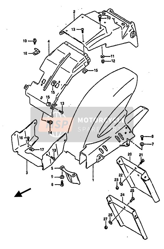 Suzuki GSX-R750 1990 Rear Fender for a 1990 Suzuki GSX-R750