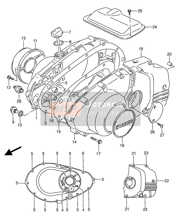 Suzuki GS500E(U) 1990 Tapa del cárter para un 1990 Suzuki GS500E(U)