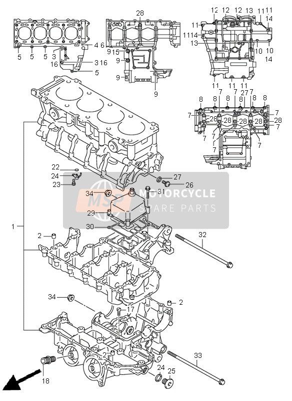 Suzuki GSX-R750 2002 Crankcase for a 2002 Suzuki GSX-R750