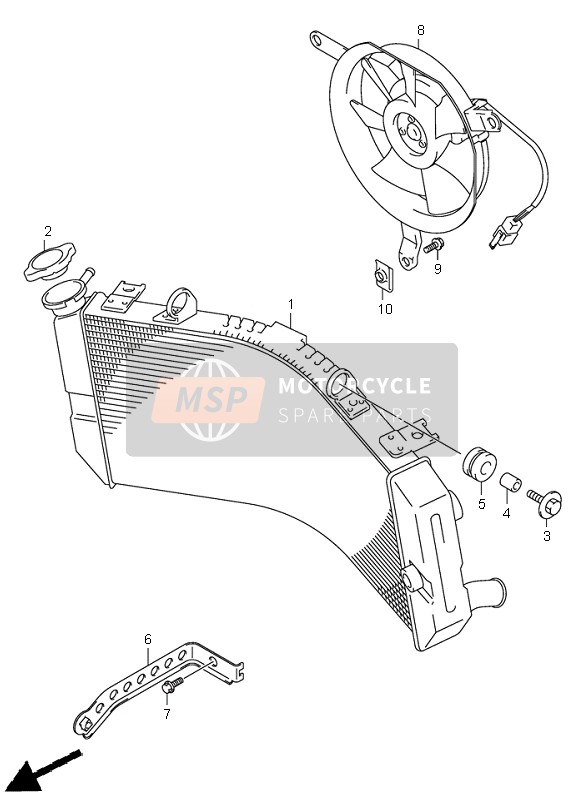 Suzuki GSX-R750 2002 Radiator voor een 2002 Suzuki GSX-R750