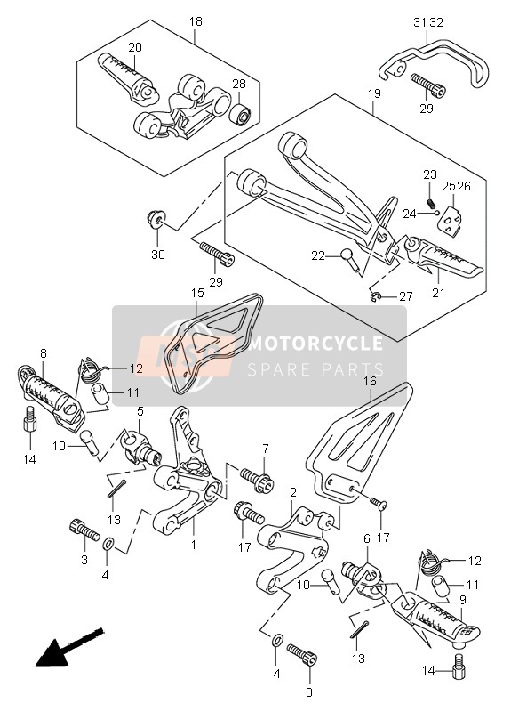 Suzuki GSX-R750 2002 Footrest for a 2002 Suzuki GSX-R750