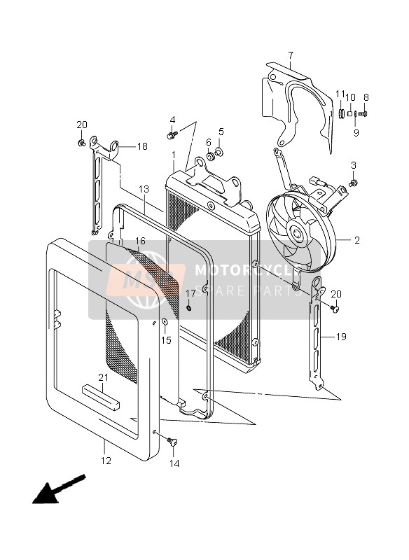 Suzuki VLR1800R (C1800) INTRUDER 2008 Radiator for a 2008 Suzuki VLR1800R (C1800) INTRUDER