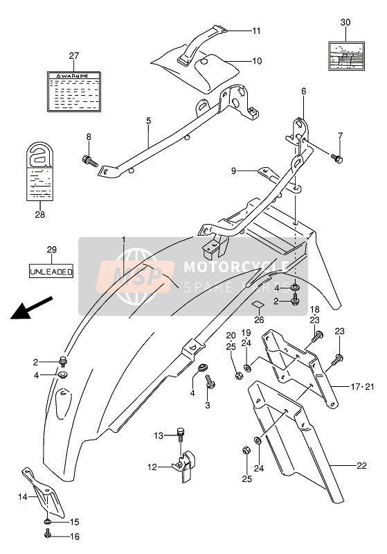 Suzuki GS500E(U) 1990 Rear Fender for a 1990 Suzuki GS500E(U)