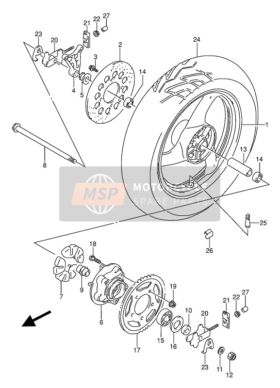 Suzuki GS500E(U) 1990 Rear Wheel for a 1990 Suzuki GS500E(U)