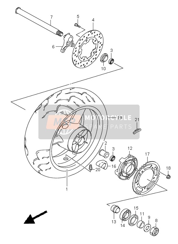 Suzuki GSX-R750 2002 Rear Wheel for a 2002 Suzuki GSX-R750