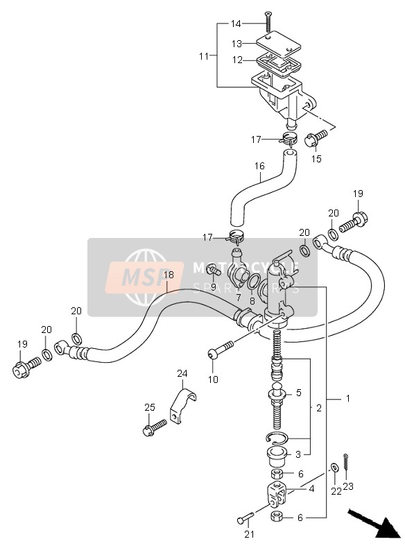 Suzuki GSX-R750 2002 Rear Master Cylinder for a 2002 Suzuki GSX-R750