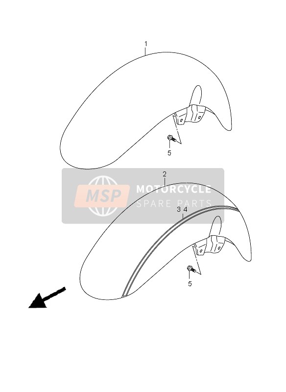 Suzuki VLR1800R (C1800) INTRUDER 2008 Front Fender for a 2008 Suzuki VLR1800R (C1800) INTRUDER