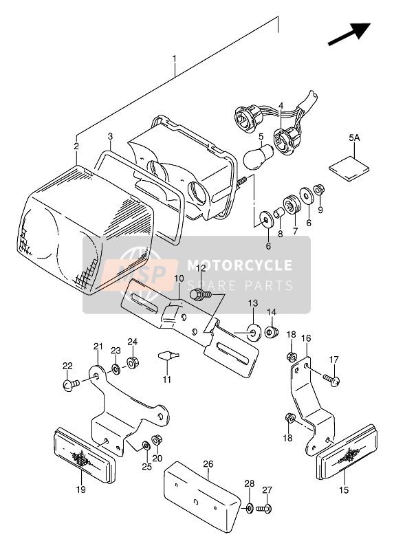 Suzuki GS500E(U) 1991 Combinatielamp achter voor een 1991 Suzuki GS500E(U)