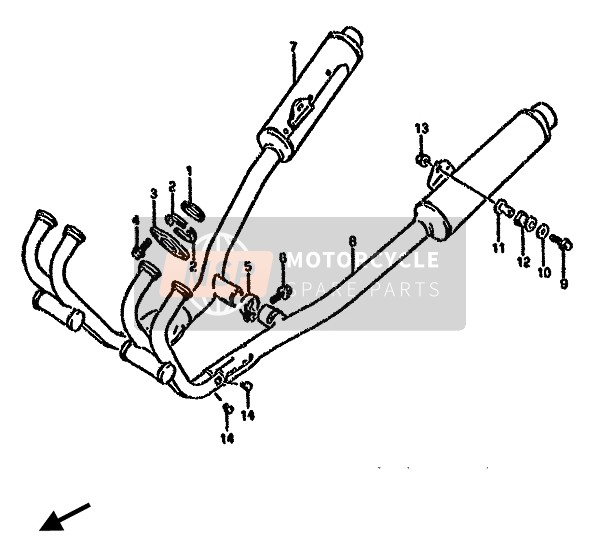 Suzuki GSX750F 1990 Muffler for a 1990 Suzuki GSX750F