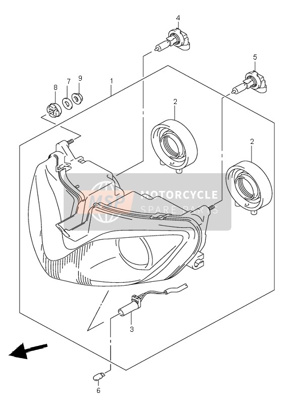 Suzuki GSF600(N)(S) BANDIT 2003 Headlamp (GSF600S-SU) for a 2003 Suzuki GSF600(N)(S) BANDIT