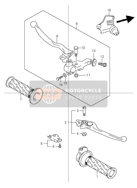 Suzuki GSF600(N)(S) BANDIT 2003 Handvat Hendel voor een 2003 Suzuki GSF600(N)(S) BANDIT