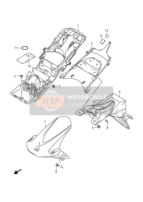 Suzuki GSX-R600 2013 Garde-boue arrière (GSX-R600UE) pour un 2013 Suzuki GSX-R600