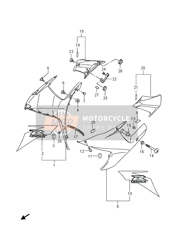 9445014J30YWW, Verkleidung, Suzuki, 0