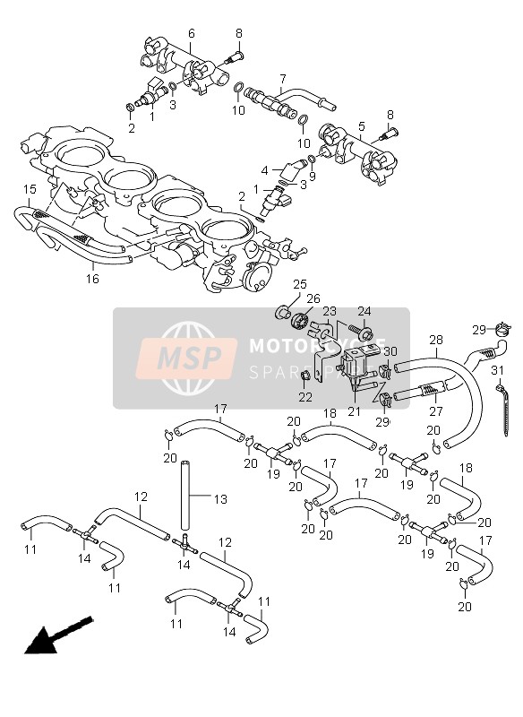 Suzuki GSX-R1000 2009 DROSSELKLAPPE SCHLAUCH & GELENK für ein 2009 Suzuki GSX-R1000