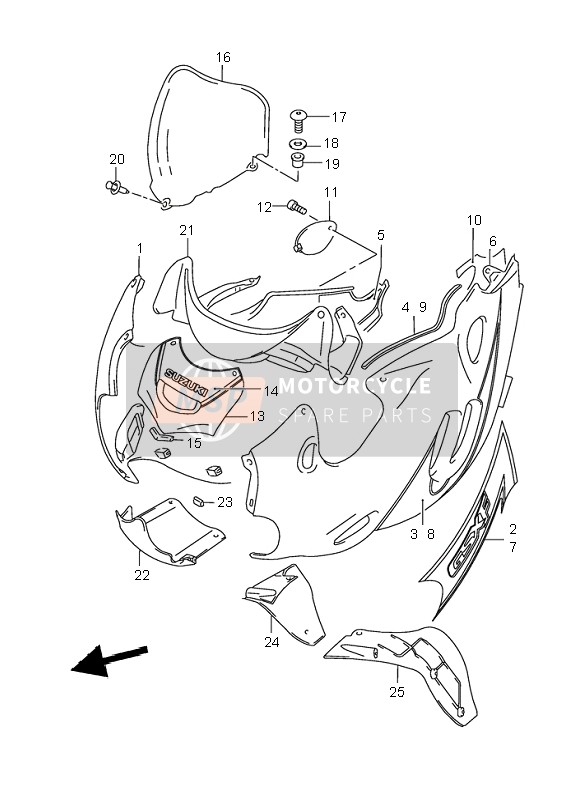 9441208F00YU9, Panel, Center Lower  (Yellow), Suzuki, 1