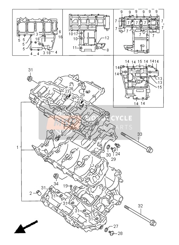 Suzuki GSX-R600 1997 Crankcase for a 1997 Suzuki GSX-R600