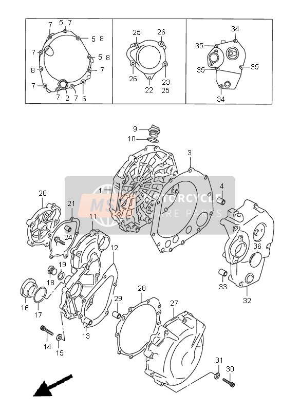 Suzuki GSX-R600 1997 Tapa del cárter para un 1997 Suzuki GSX-R600