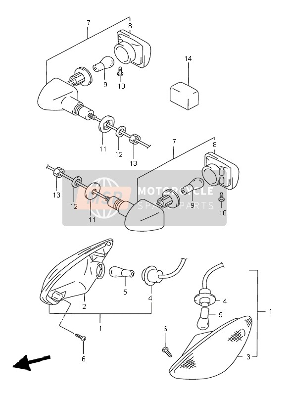 Suzuki GSX750F 2003 Lampe de clignotant pour un 2003 Suzuki GSX750F