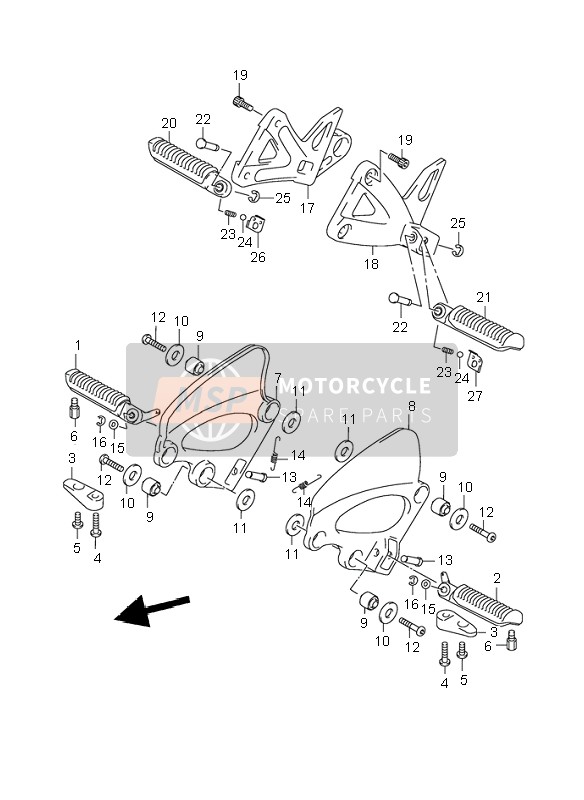 Suzuki GSX750F 2003 Poggiapiedi per un 2003 Suzuki GSX750F