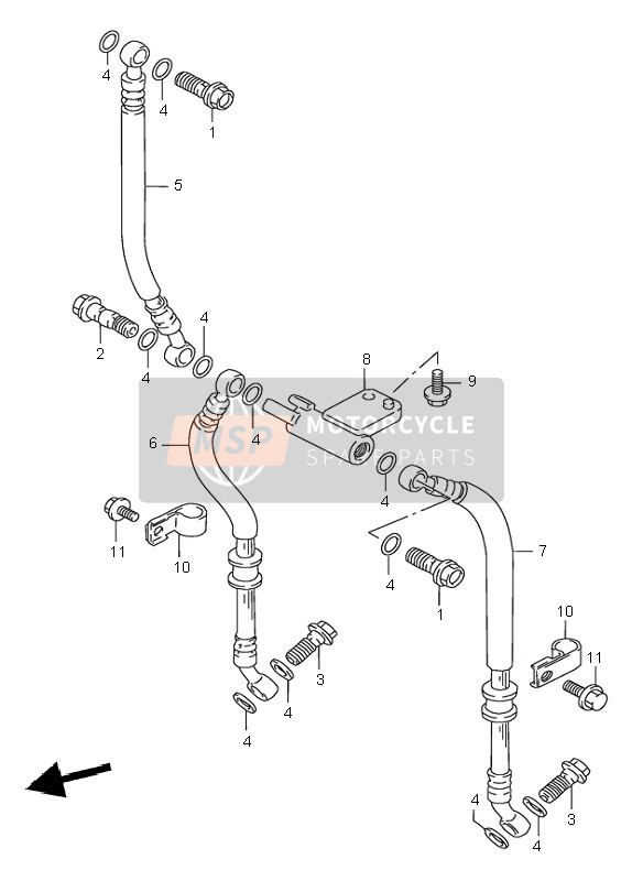 Suzuki GSF600(N)(S) BANDIT 1998 Flexible de frein avant pour un 1998 Suzuki GSF600(N)(S) BANDIT