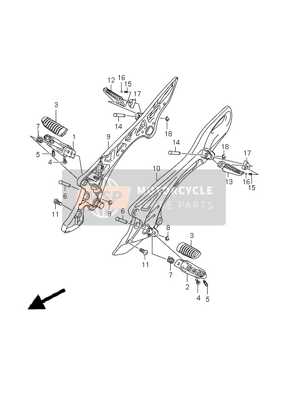 4361137H20, Bar,Pillion Footrest Rh, Suzuki, 0